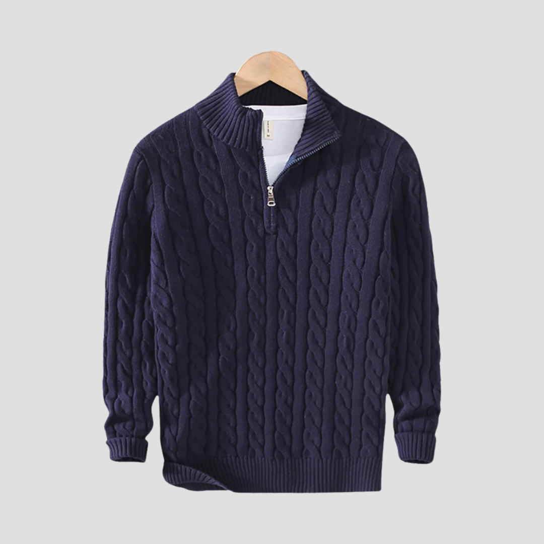  Auvémont Men's Cable Knit Quarter-Zip Jumper