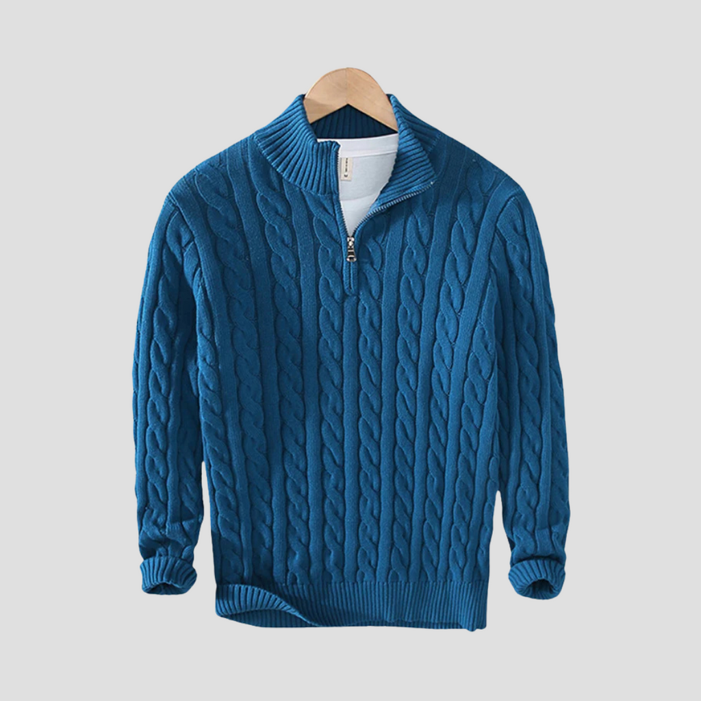  Auvémont Men's Cable Knit Quarter-Zip Jumper