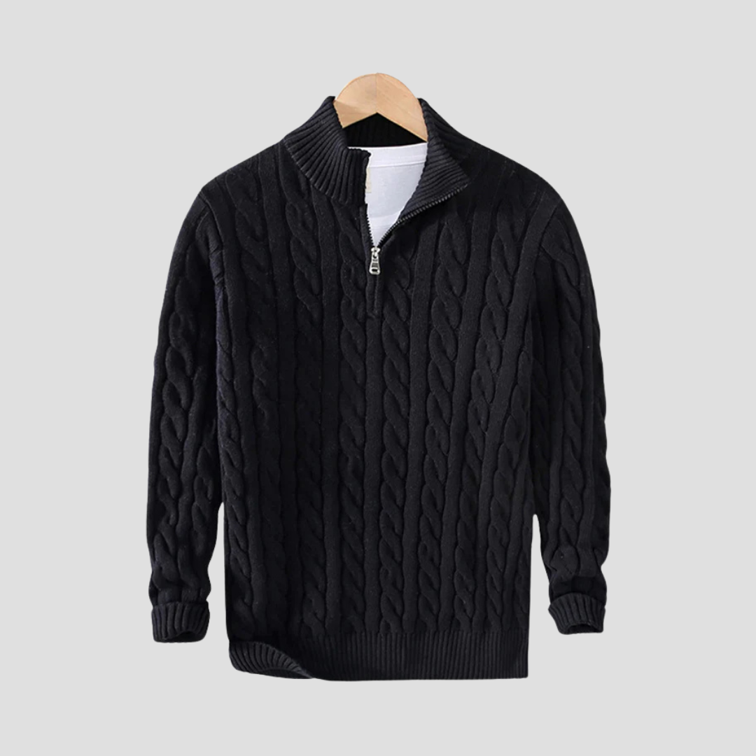  Auvémont Men's Cable Knit Quarter-Zip Jumper