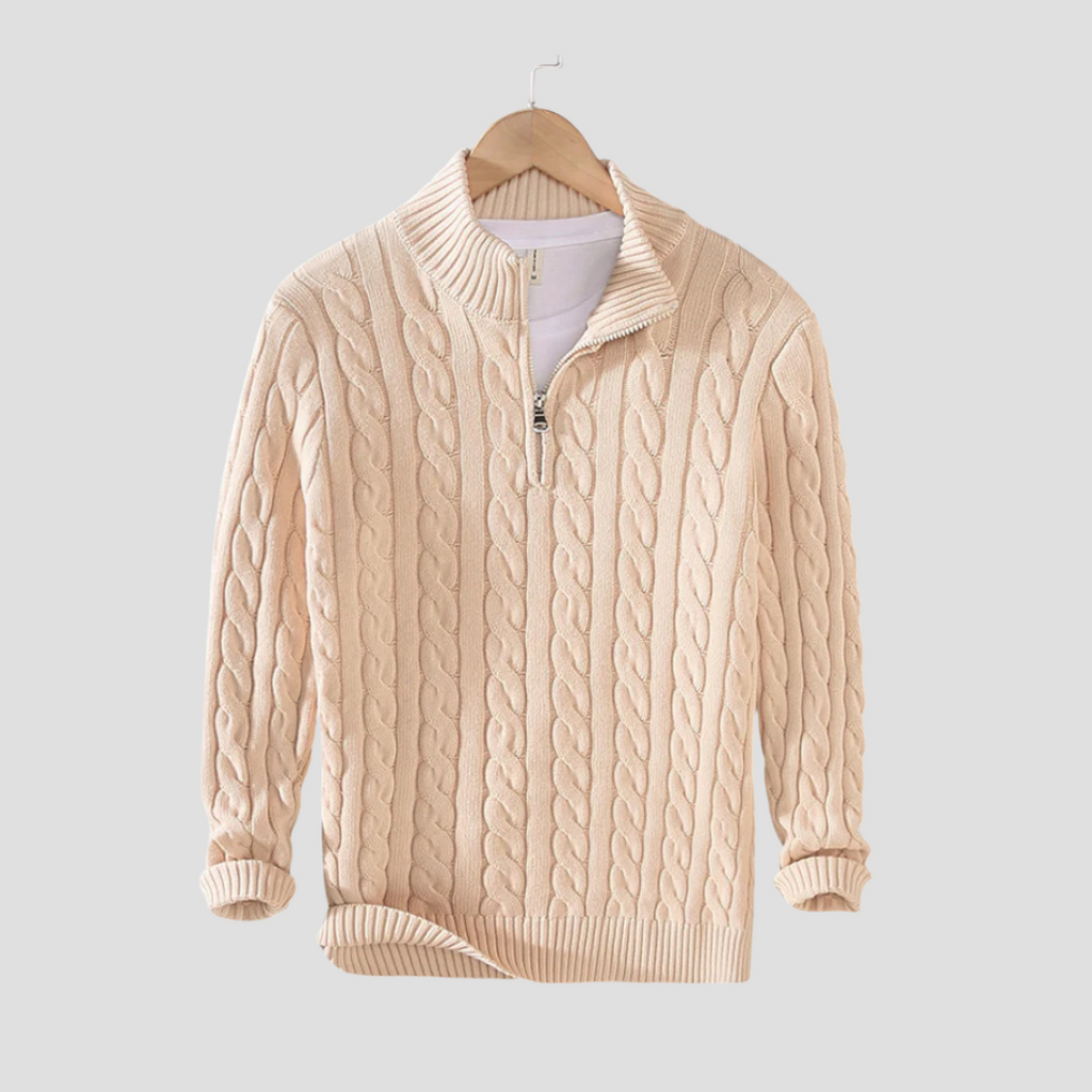  Auvémont Men's Cable Knit Quarter-Zip Jumper