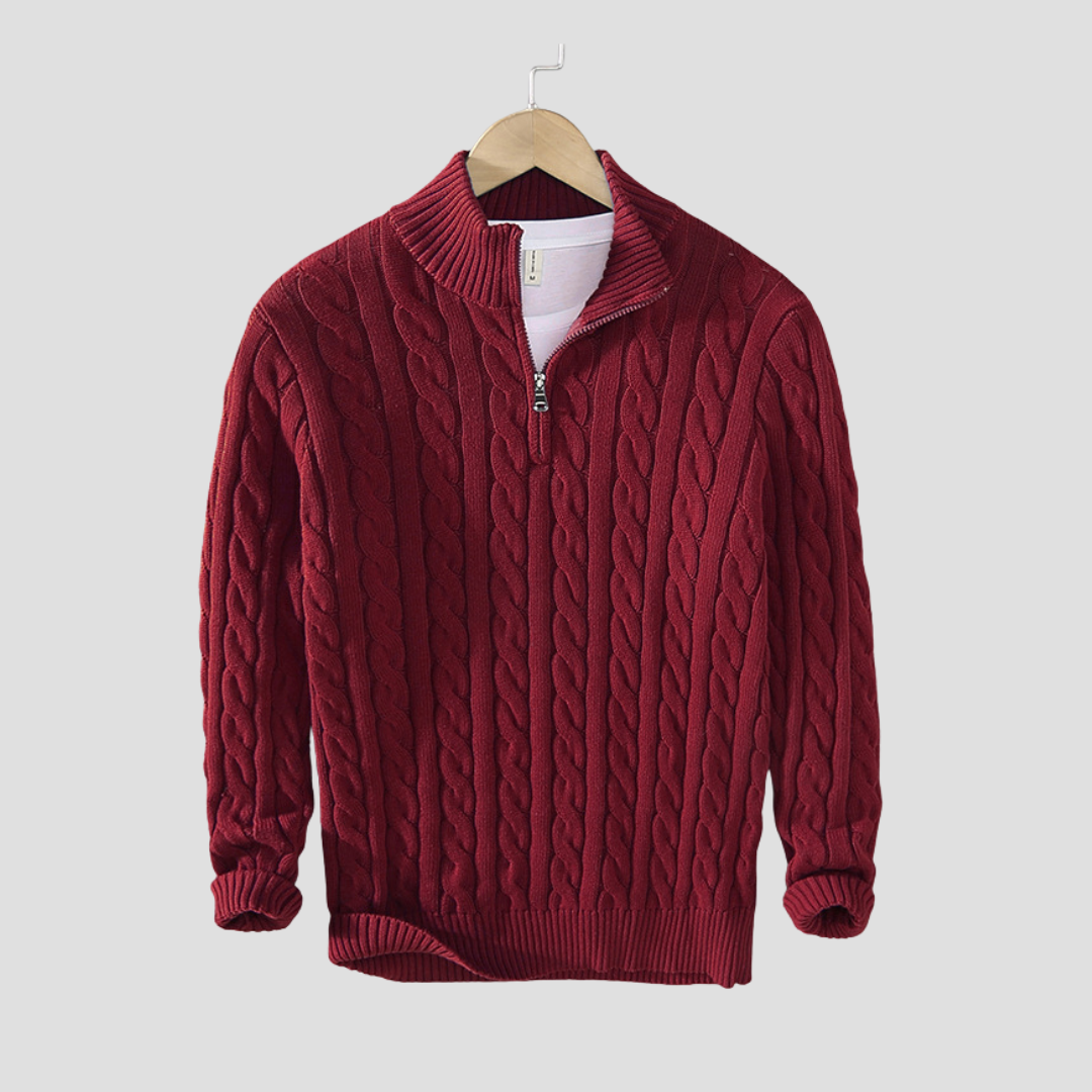  Auvémont Men's Cable Knit Quarter-Zip Jumper