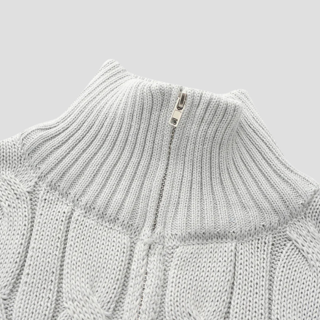  Auvémont Men's Cable Knit Quarter-Zip Jumper