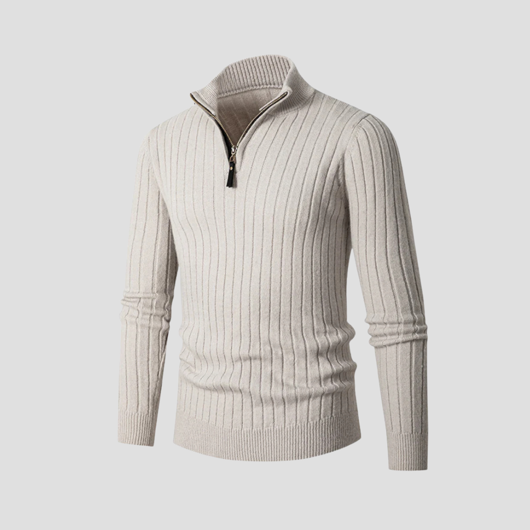  Auvémont Men's Ribbed Knit Quarter-Zip Jumper