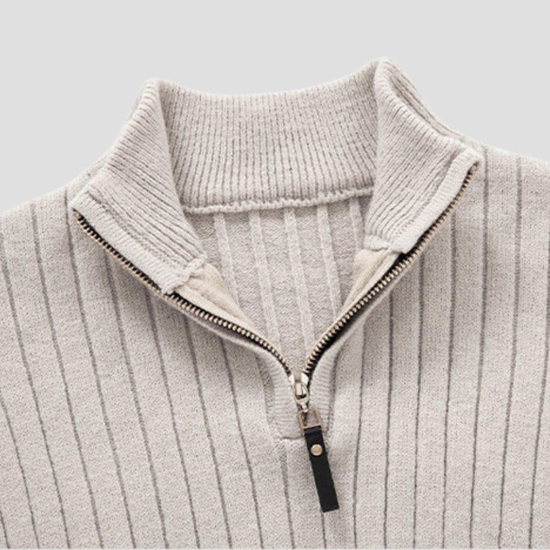  Auvémont Men's Ribbed Knit Quarter-Zip Jumper