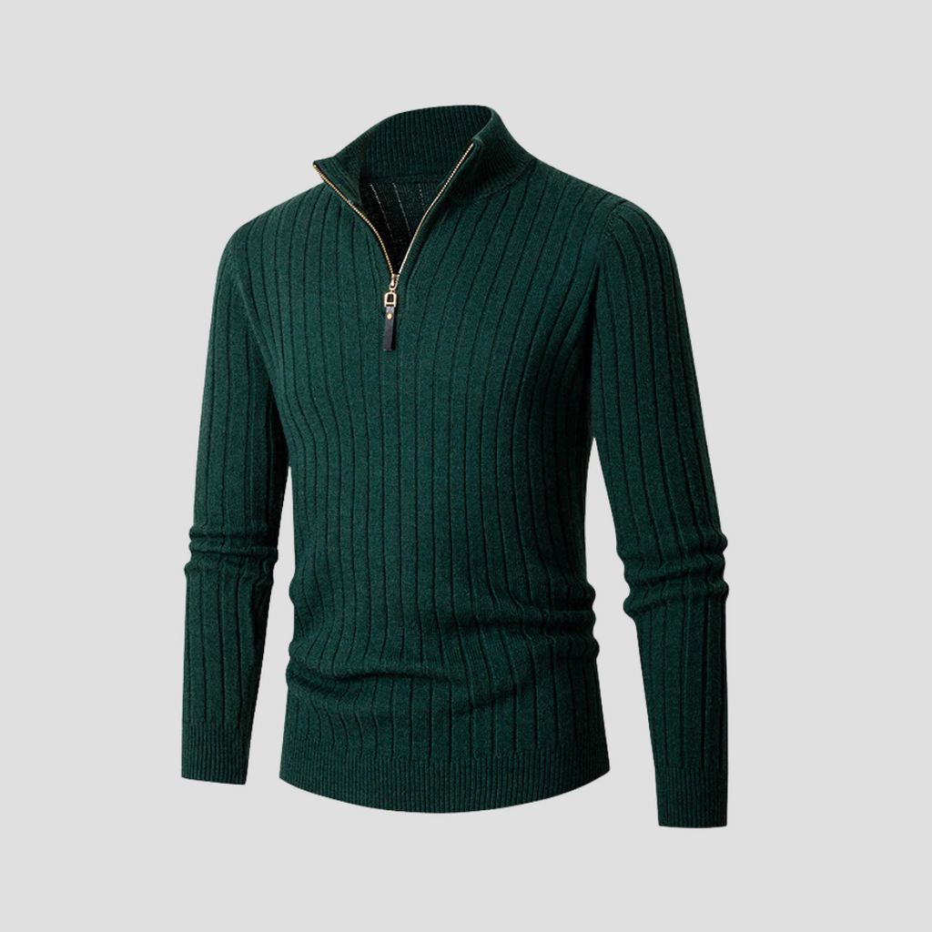  Auvémont Men's Ribbed Knit Quarter-Zip Jumper