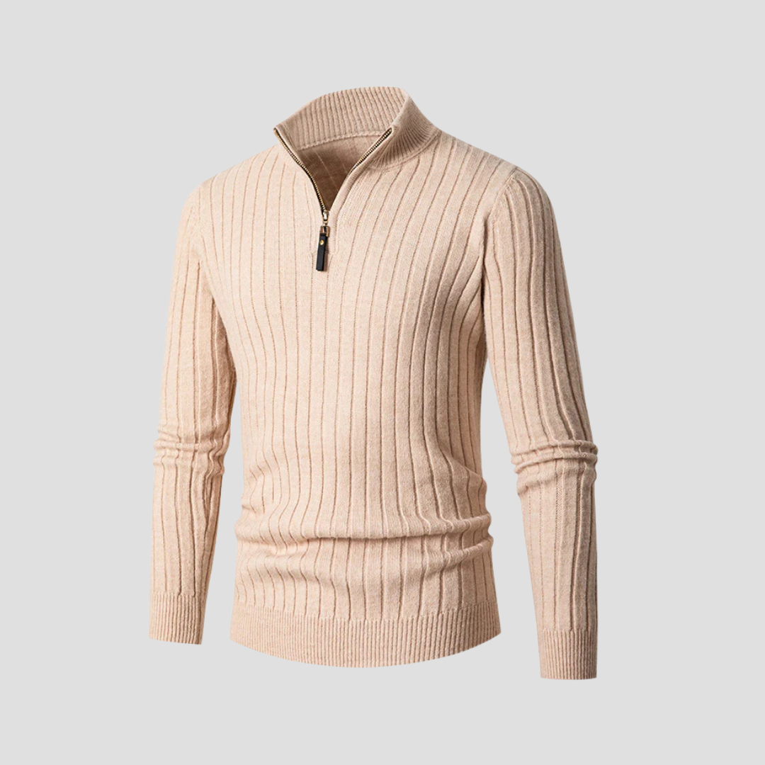  Auvémont Men's Ribbed Knit Quarter-Zip Jumper