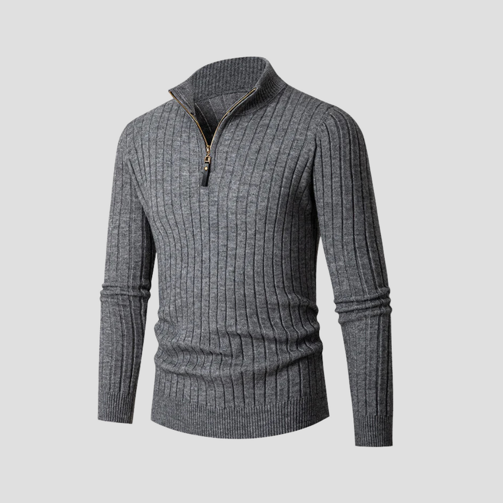  Auvémont Men's Ribbed Knit Quarter-Zip Jumper