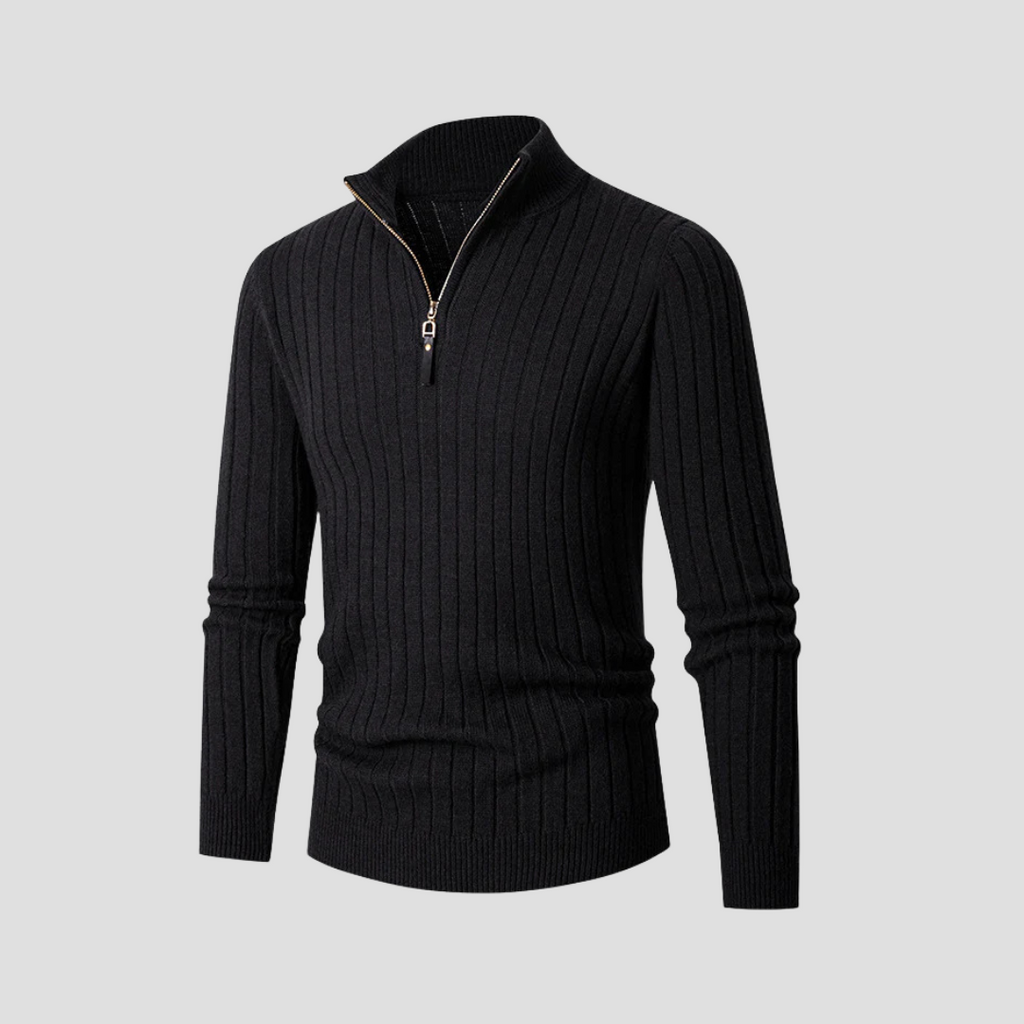  Auvémont Men's Ribbed Knit Quarter-Zip Jumper
