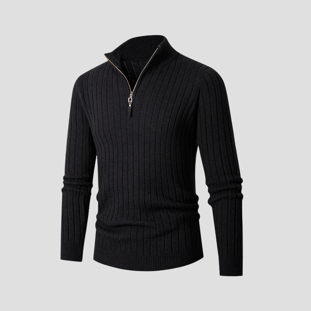  Auvémont Men's Ribbed Knit Quarter-Zip Jumper