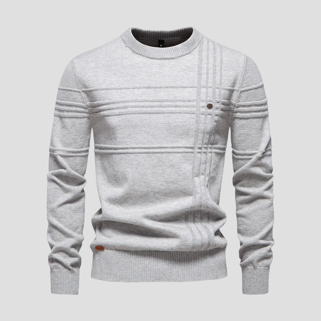  Auvémont Men's Striped Crew Neck Jumper