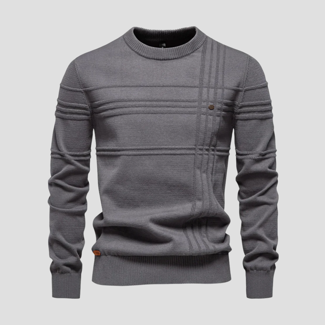 Auvémont Men's Striped Crew Neck Jumper