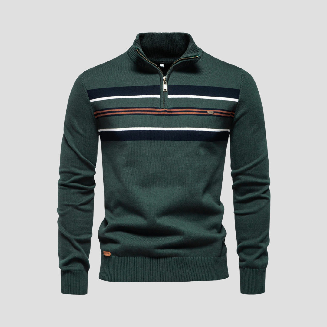  Auvémont Men's Striped Quarter-Zip Jumper