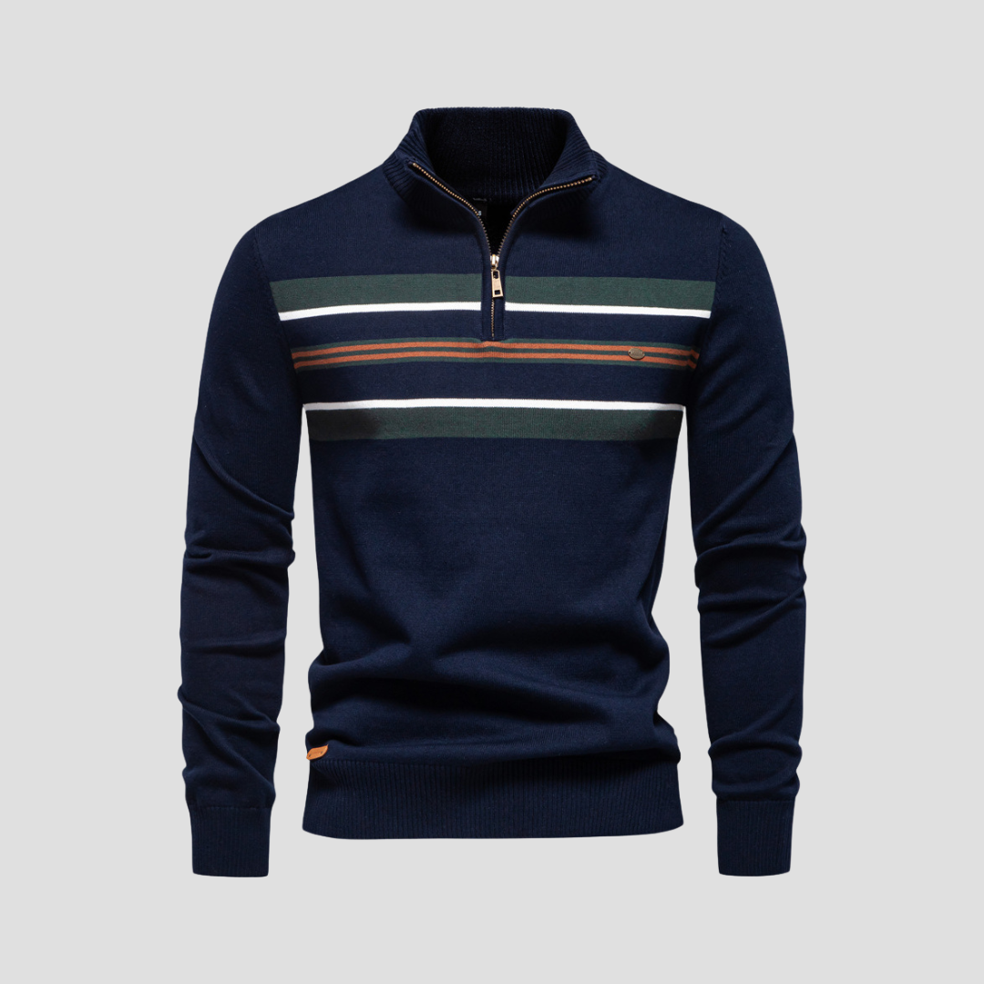  Auvémont Men's Striped Quarter-Zip Jumper