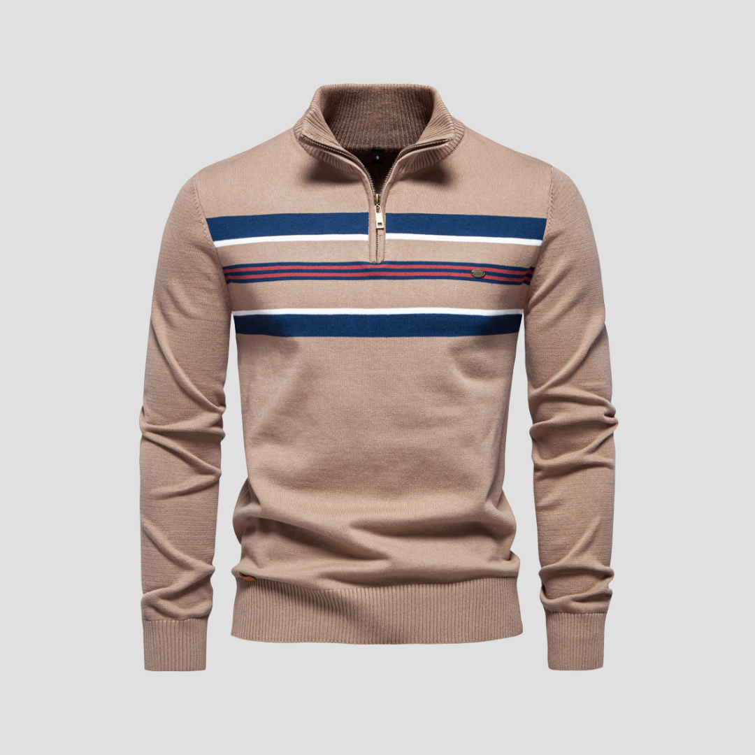  Auvémont Men's Striped Quarter-Zip Jumper
