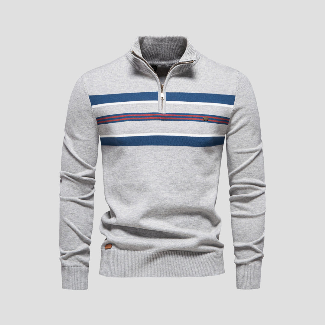  Auvémont Men's Striped Quarter-Zip Jumper