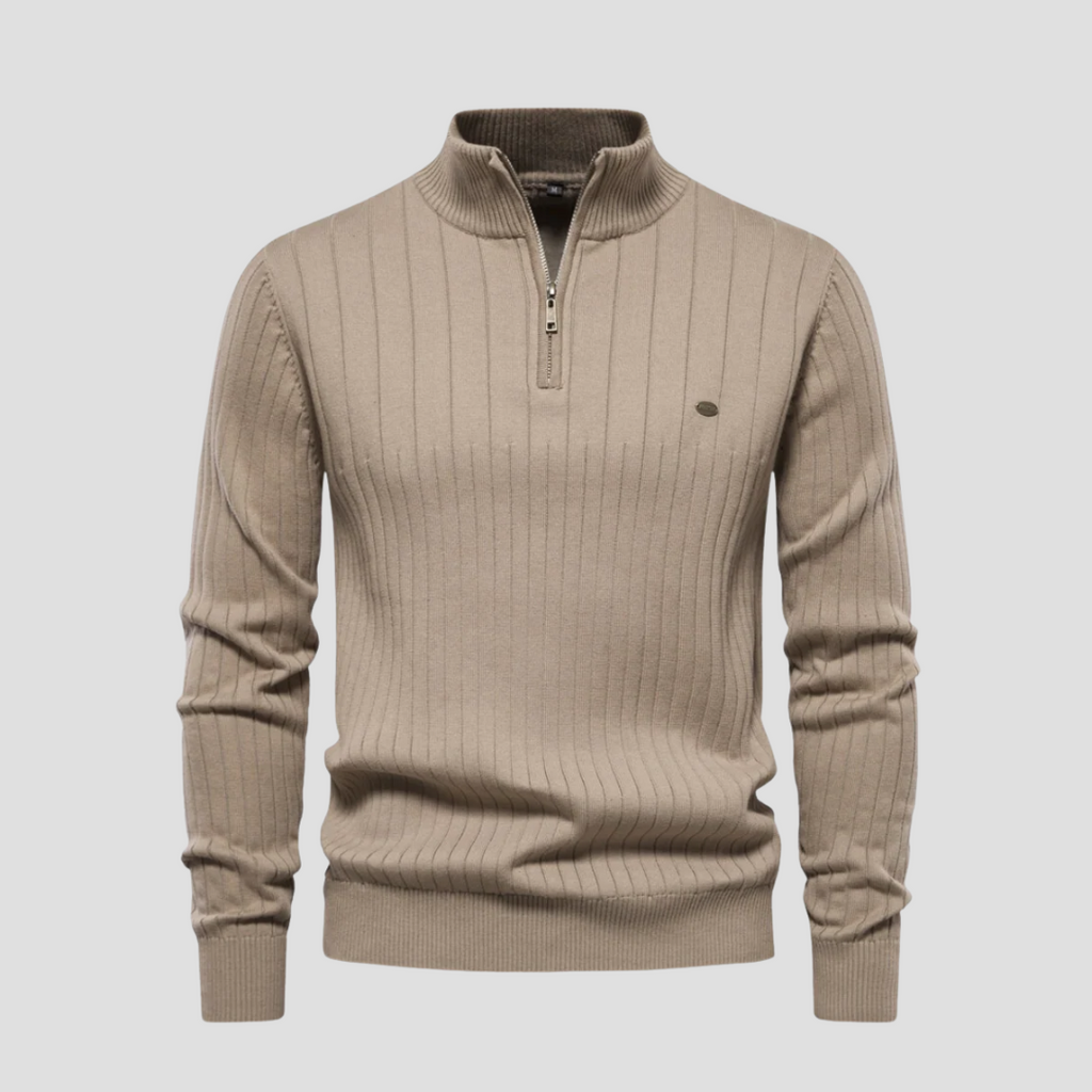  Men's Ribbed Quarter-Zip Jumper