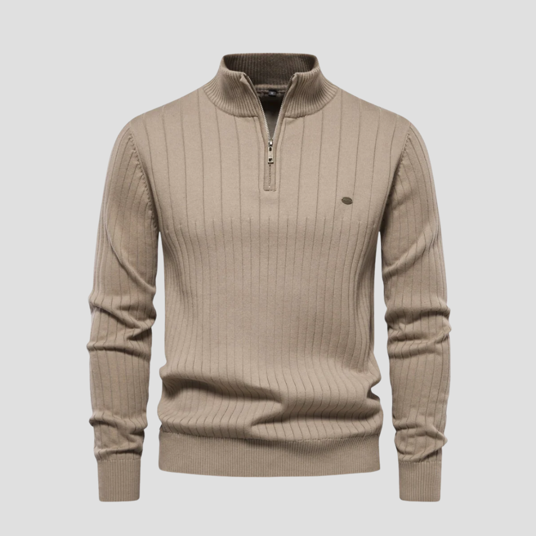  Men's Ribbed Quarter-Zip Jumper