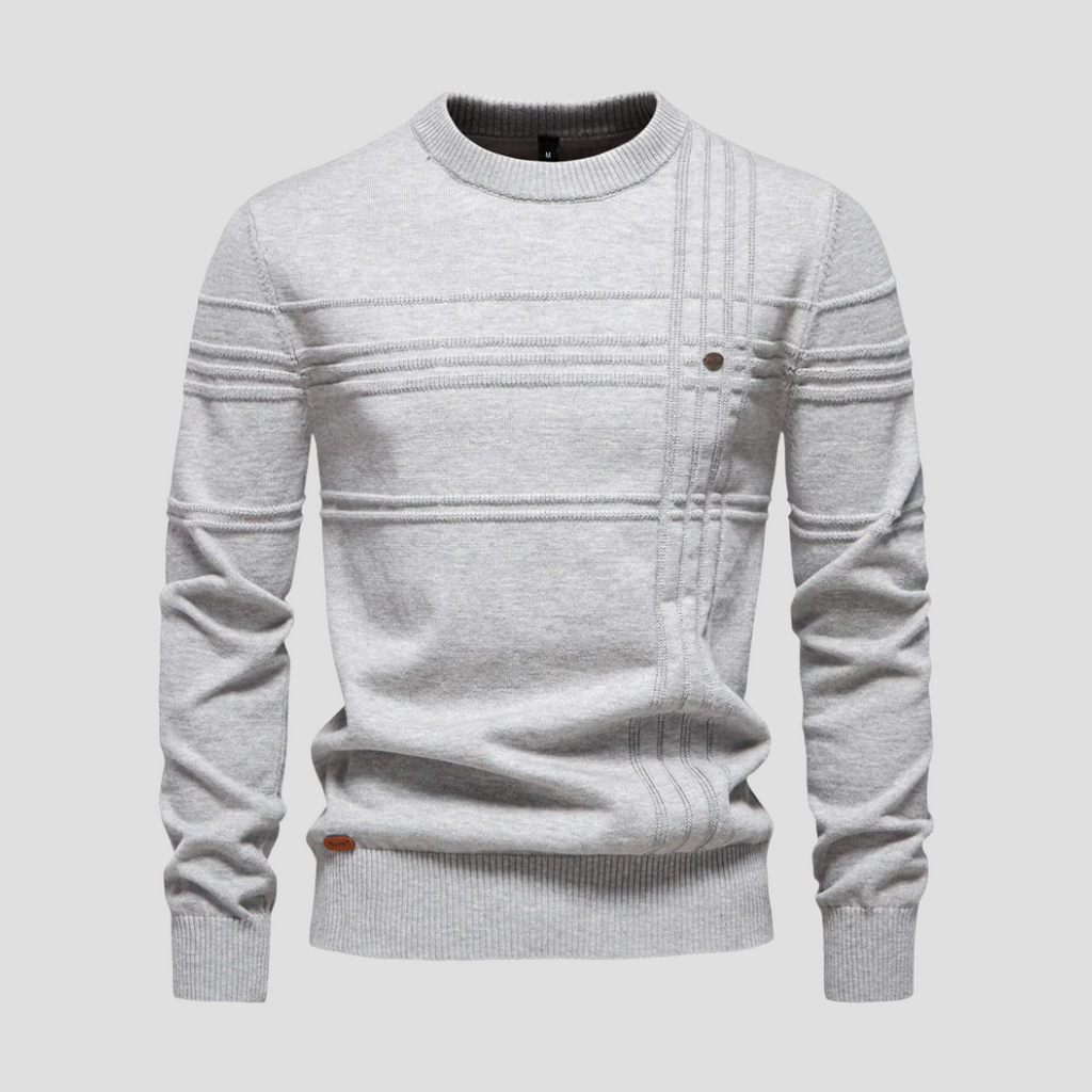  Men's Textured Knit Crew Neck Jumper