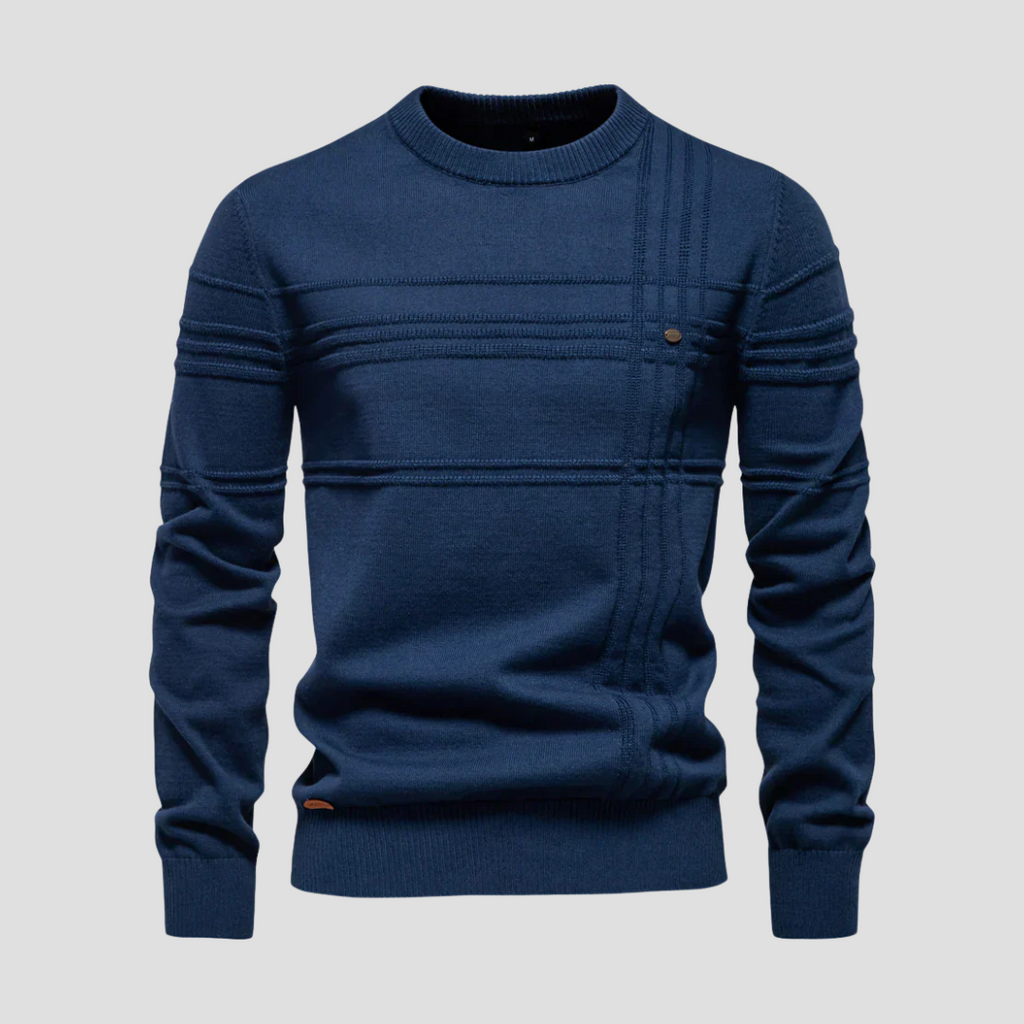  Men's Textured Knit Crew Neck Jumper