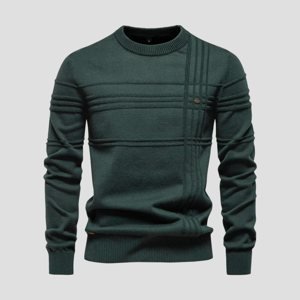  Men's Textured Knit Crew Neck Jumper