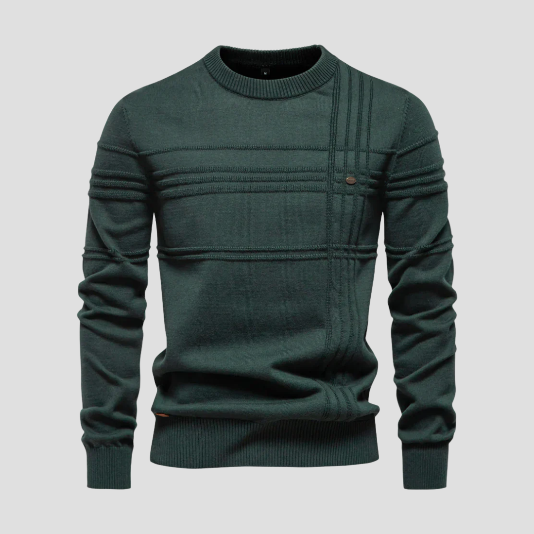  Men's Textured Knit Crew Neck Jumper