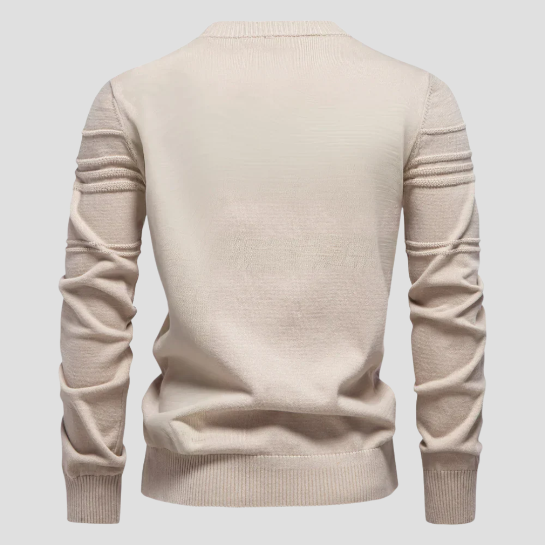  Men's Textured Knit Crew Neck Jumper