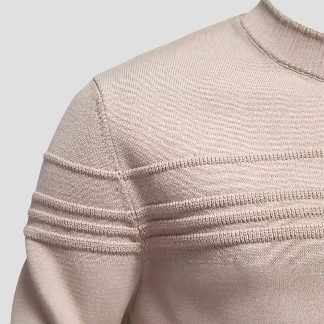  Men's Textured Knit Crew Neck Jumper