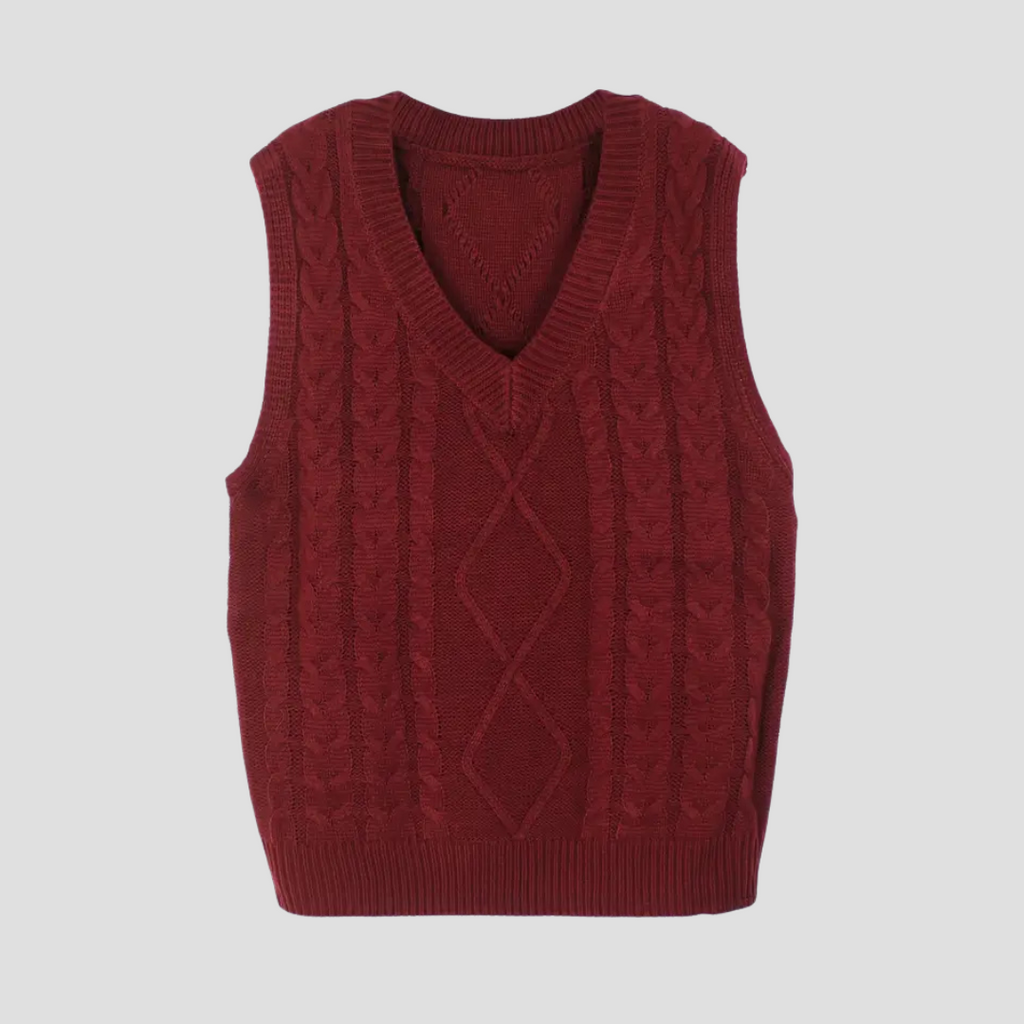  Women's Cable Knit V-Neck Sweater Vest