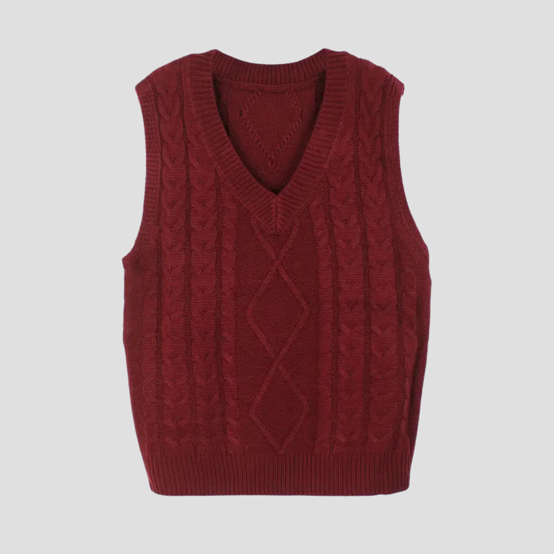  Women's Cable Knit V-Neck Sweater Vest