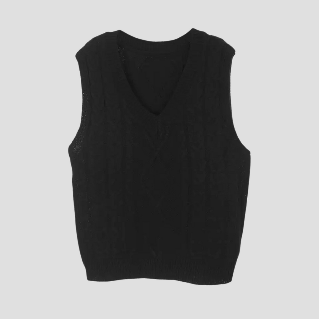  Women's Cable Knit V-Neck Sweater Vest