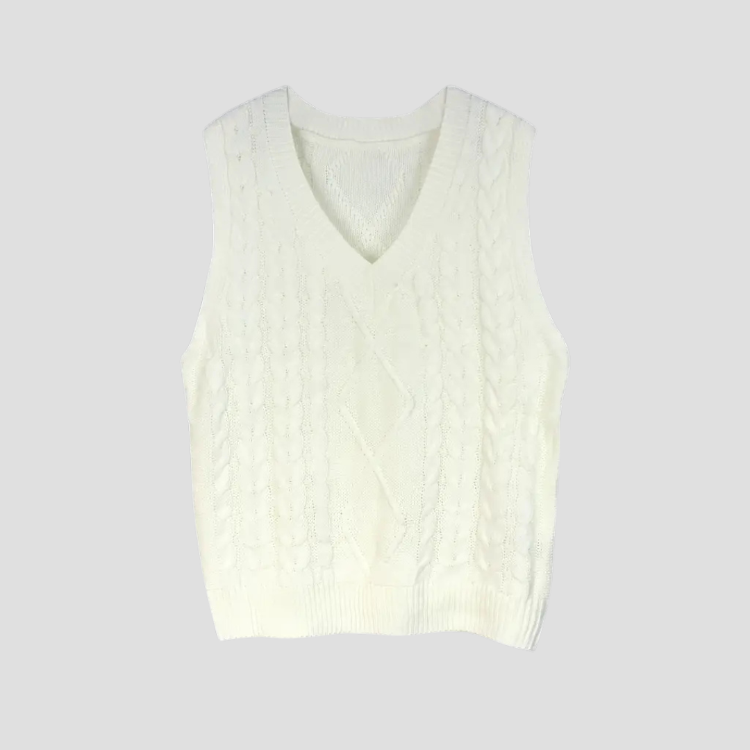  Women's Cable Knit V-Neck Sweater Vest