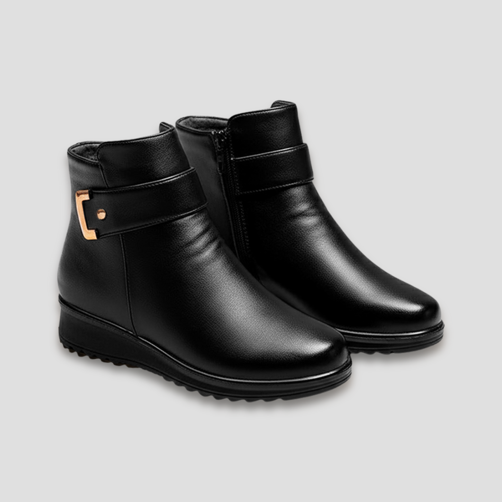  Women's Faux Leather Fur-Lined Ankle Boots